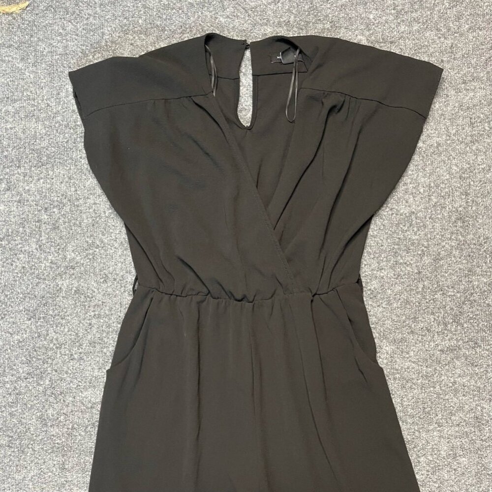 New Look Womens Jumpsuit Black Stretch Surplice Neck Cap Sleeve Long Palazzo 6 - Picture 4 of 10